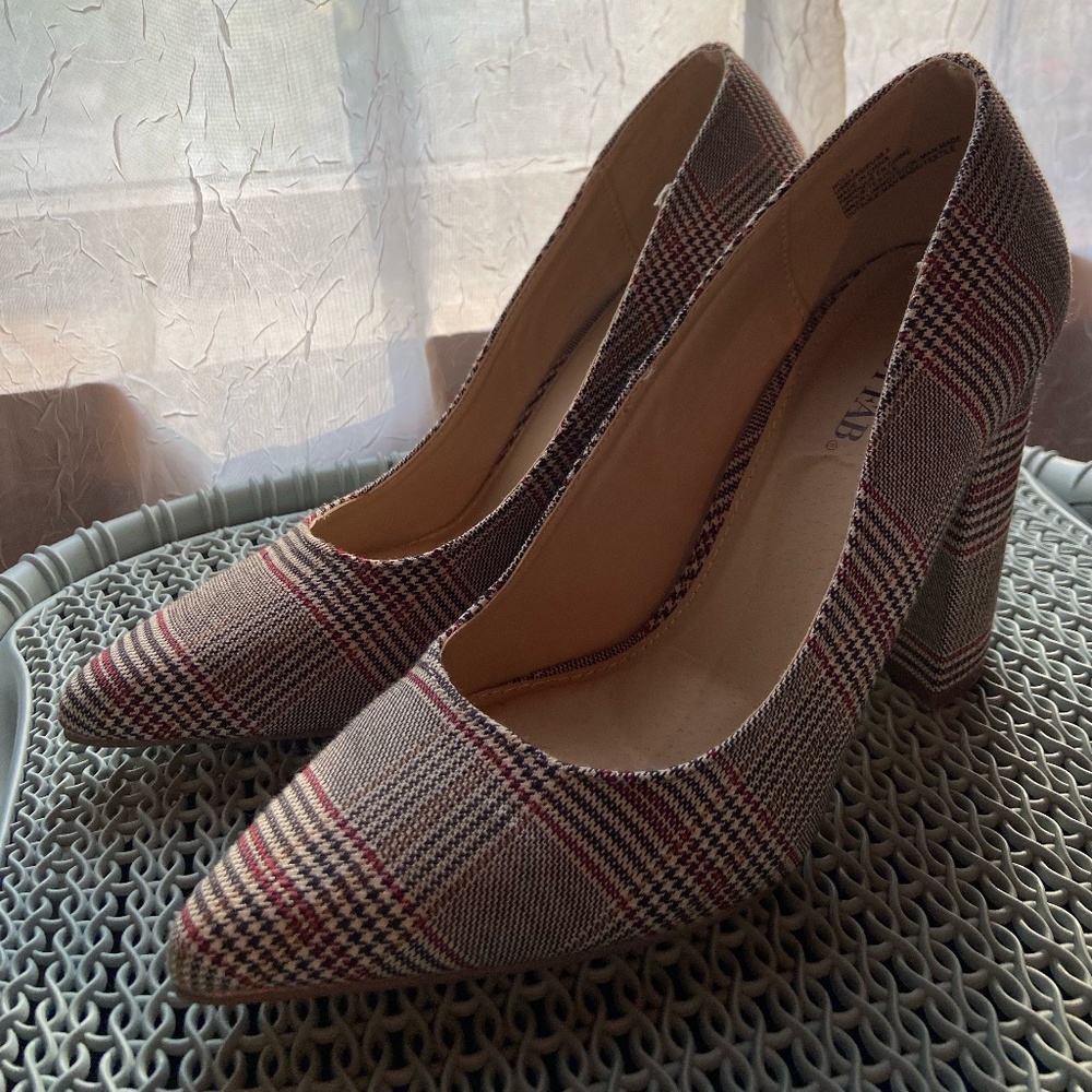Plaid Block Heels